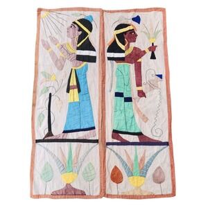 1920's King Tut Egyptian Revival Textile Art Wall Hanging‎ Tapestry Decor